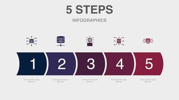 Data integration database data scientist Data Storage data processing icons Infographic design template Creative concept with 5 steps