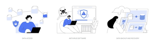 Data loss prevention abstract concept vector illustrations