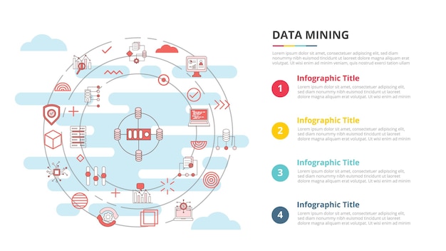data mining concept for infographic template banner with four point list information