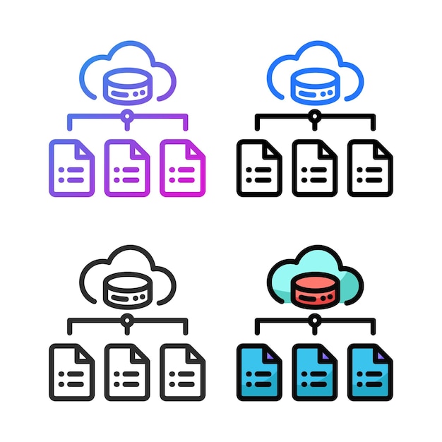data modeling icon design in four variation color