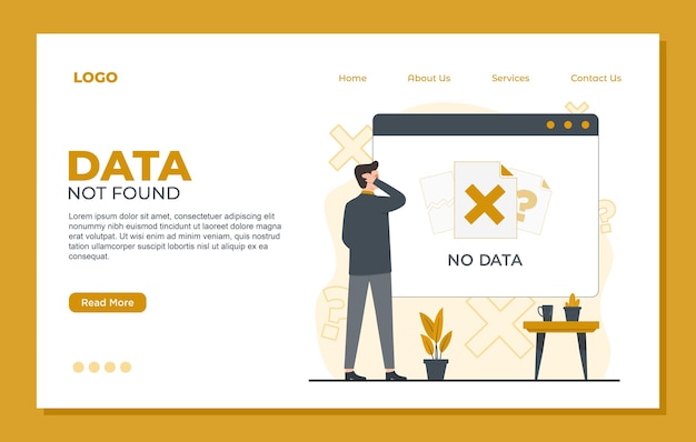 Data Not Found landing page template of no data Modern flat style illustration for website