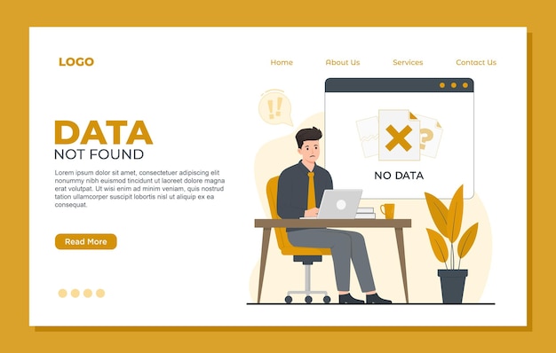 Data Not Found landing page template of no data Modern flat style illustration for website
