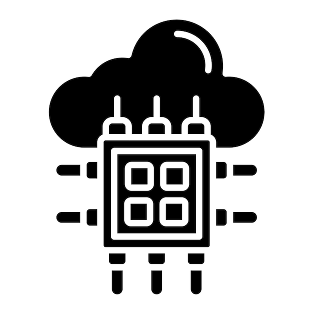 Data Processing Glyph Solid Black Illustration