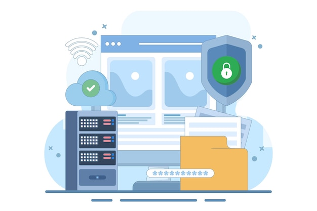 data protection concept or security of personal and business documents with password verification