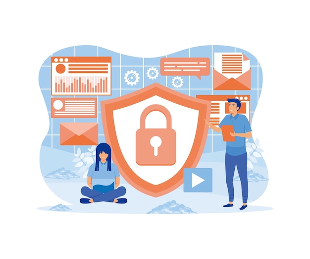 data protection conceptsafety and confidential data protection internet security flat vector modern illustration