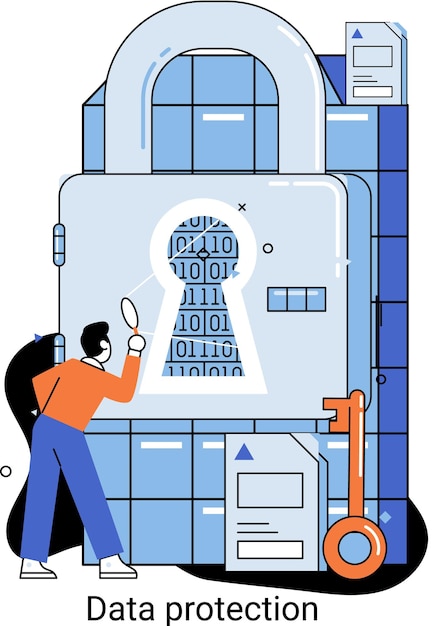 data protection metaphor privacy information security secure data management and protect data hacker attacks protected access control antivirus software safe internet communication secure storage