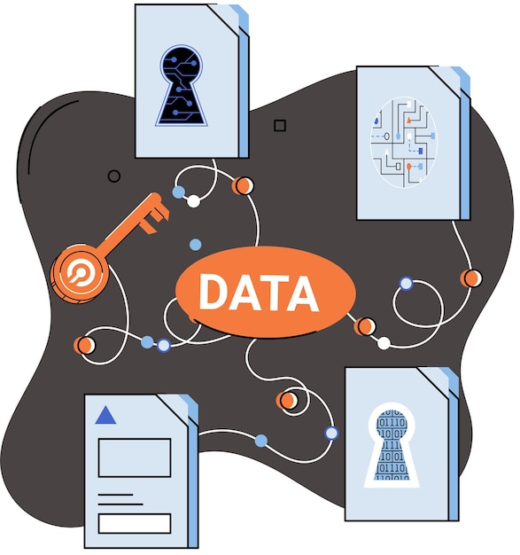 Data protection metaphor privacy information security Secure data management and protect data hacker attacks Protected access control antivirus software safe internet communication secure storage