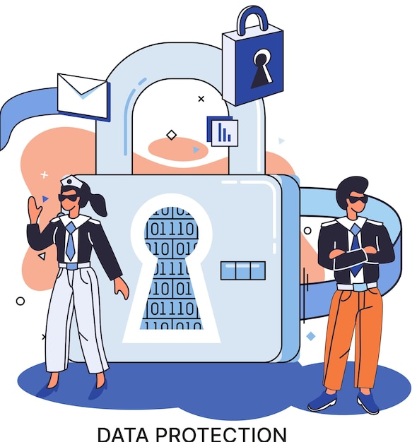 Data protection privacy information security Secure data management and protect data from hacker attacks Protected access control antivirus software safe internet communication secure storage