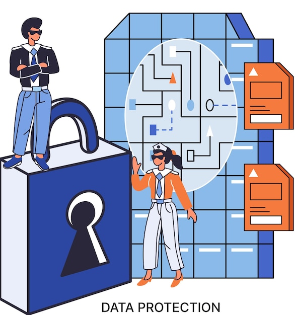 data protection privacy internet security secure data management protect data from hacker attacks metaphor