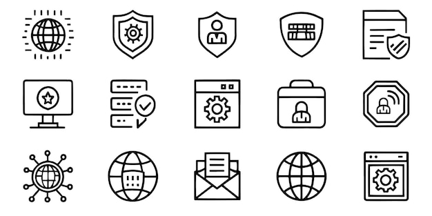 Data protection spam secure related editable icon set isolated flat vector illustration white background