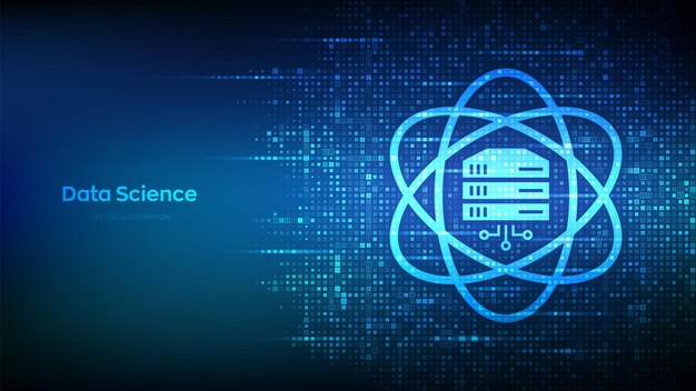 Data Science icon made with binary code Deep learning Artificial intelligence Analysis Big data