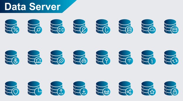 Data server vector icons on white background