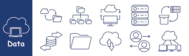 data set icon cloud folders database cloud computing servers information exchange storage system synchronization file transfer cloud sharing digital storage file management
