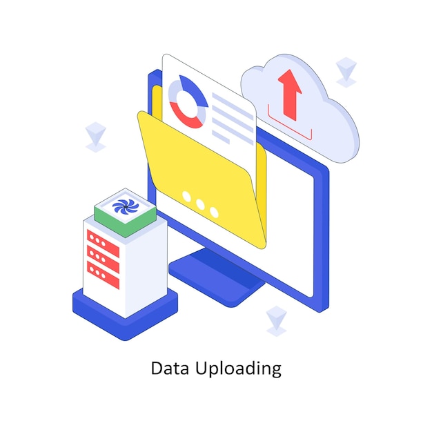 Data Uploading isometric Colored illustration EPS File stock illustration