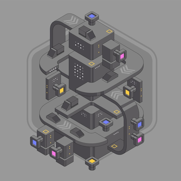 Data visualization concept 3d isometric vector illustration