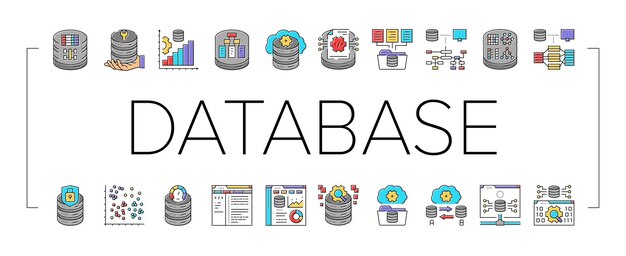 Database administrator server icons set vector