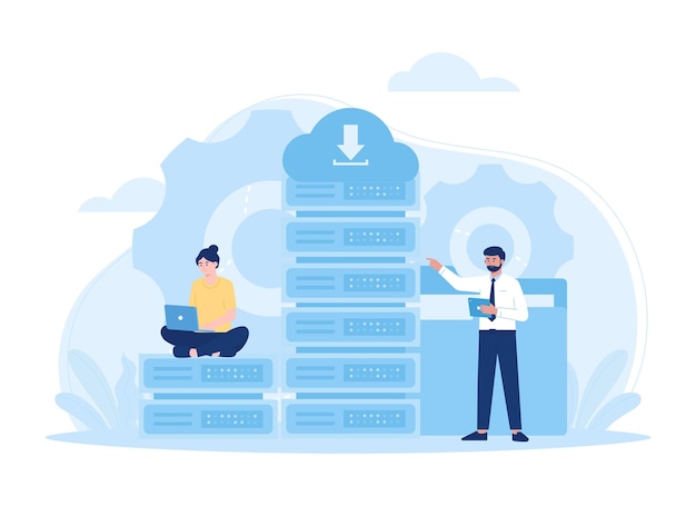database management system web hosting trending concept flat illustration