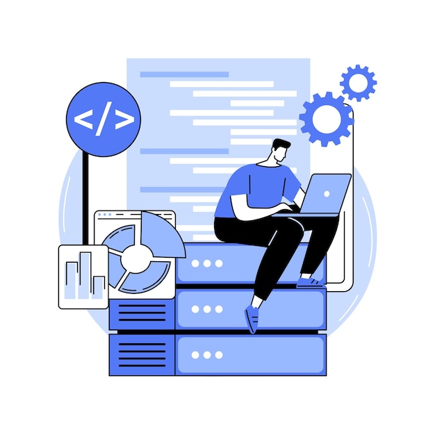Database programming isolated cartoon vector illustrations
