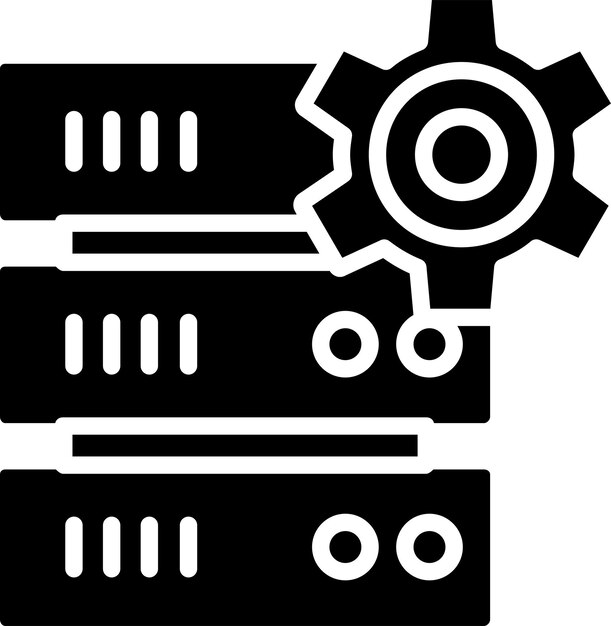 database server setting solid and glyph vector illustration