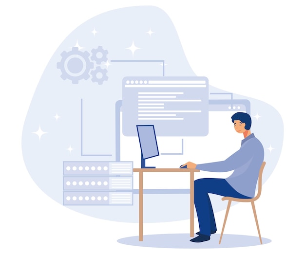Database storage concept software development information visualization flat vector modern illustration