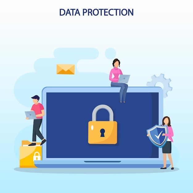 Databeskyttelse Koncept Datasikkerhed og privatliv og internet sikkerhed flad vektor illustration