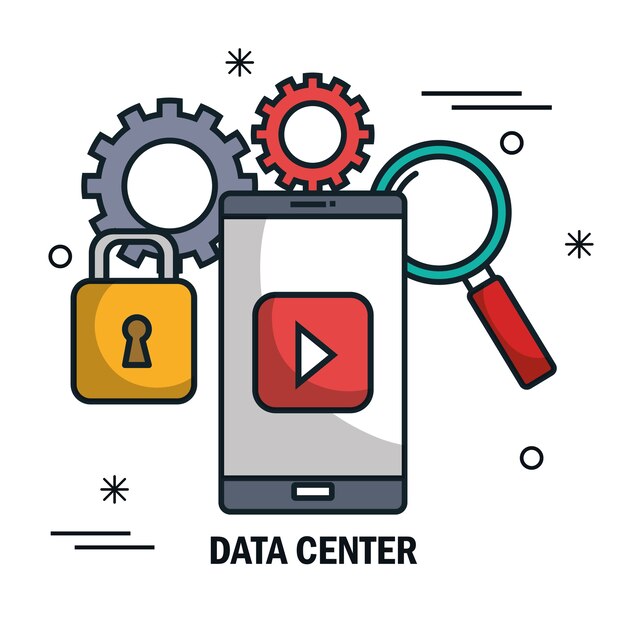Datacenter flade linje ikoner vektor illustration design