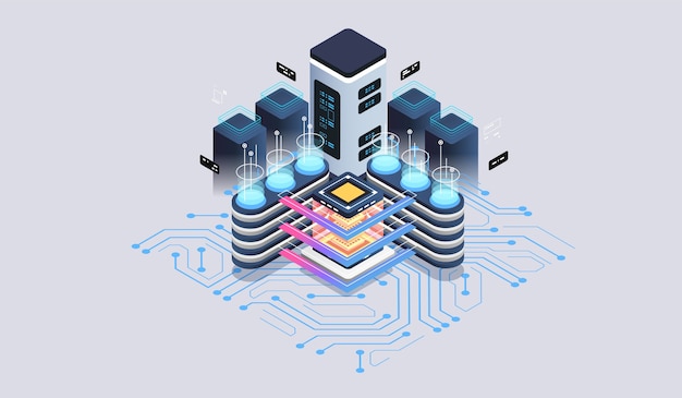Datacenter serverrum koncept