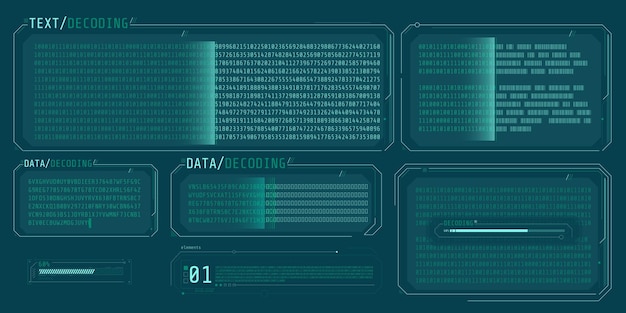 Dataindtastning og tekstdekodning på futuristisk interfaceskærm