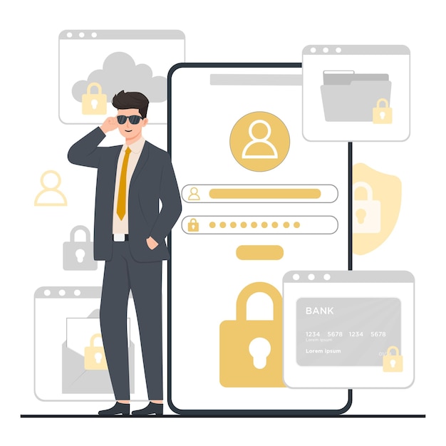 Dataskyddskoncept Platt illustration av dataskyddskoncept