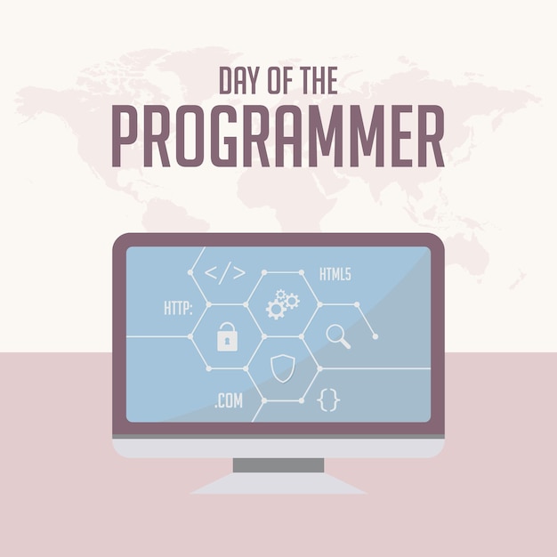 Day of the Programmer vintage banner or greeting card