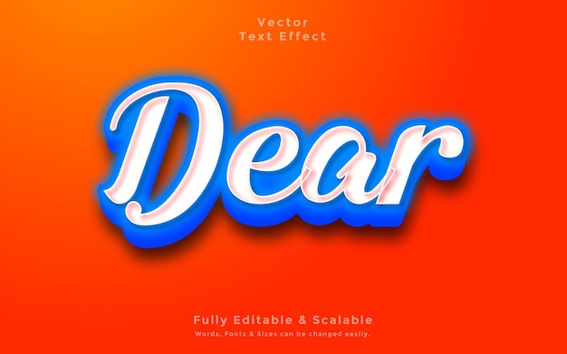 Dear 3d editable text effect