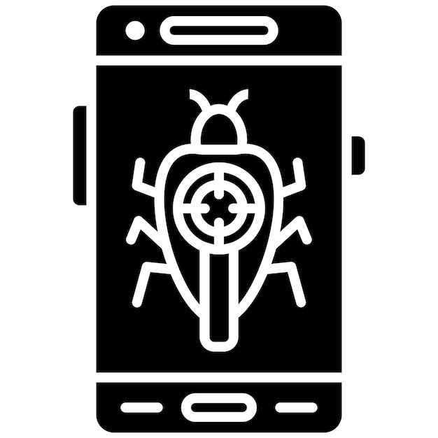 Debug Glyph Solid Black Illustration