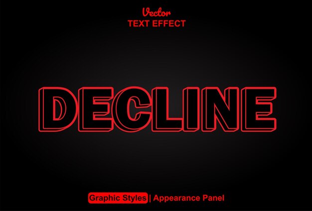 decline text effect with graphic style in red and editable