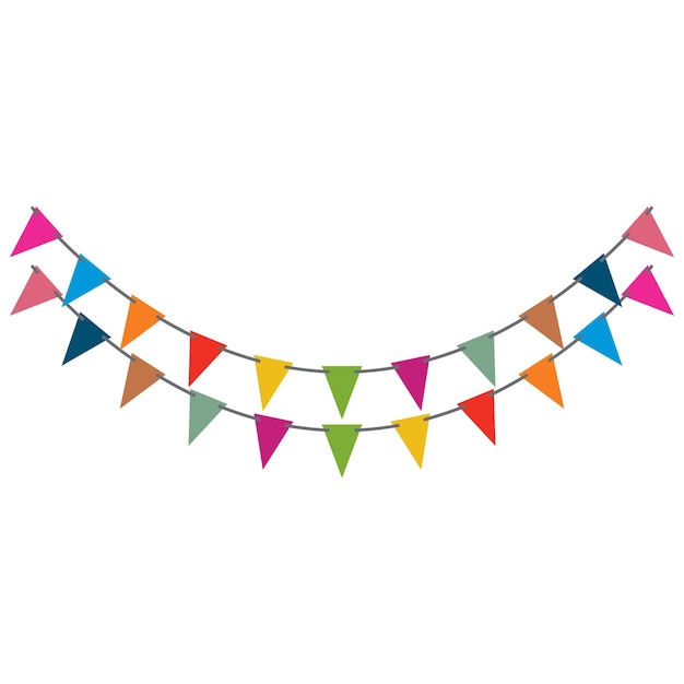 Decoration flag birthday symbol logo vector icon ilustration