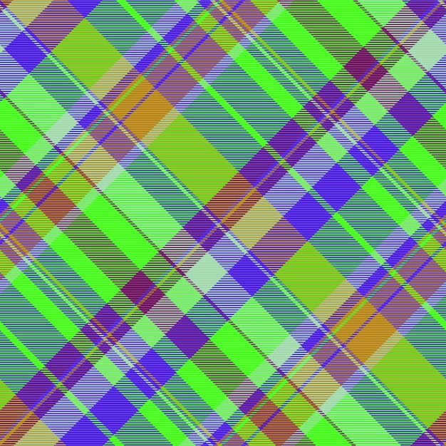 Decoration plaid tartan fabric hippy background seamless vector Christmas ornament pattern textile check texture in indigo and bright colors