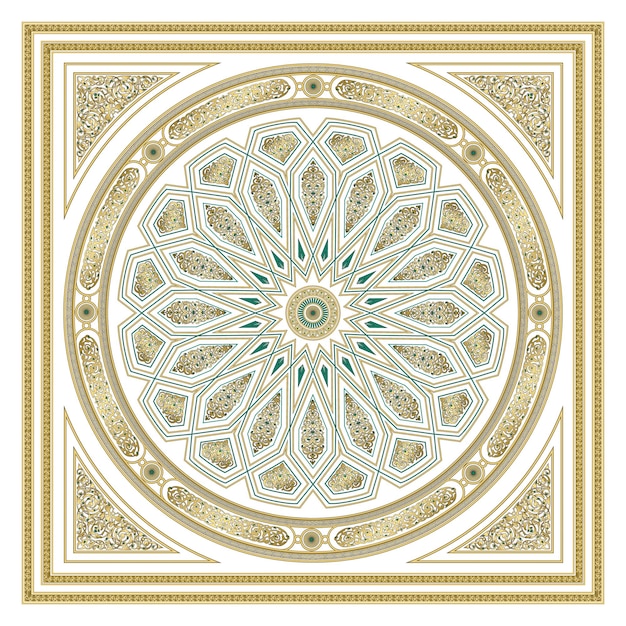 Decorations, inscriptions and a pattern for drawing one of the domes of the Prophet's Mosque, Medina