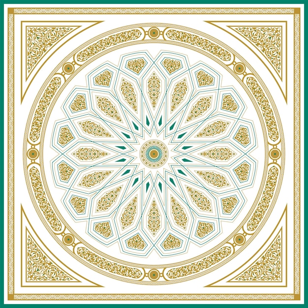 Decorations, inscriptions and a pattern for drawing one of the domes of the Prophet's Mosque, Medina