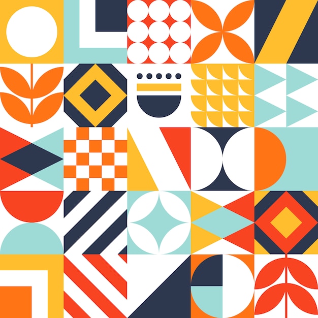 decorative bauhaus tile pattern with geometric shapes