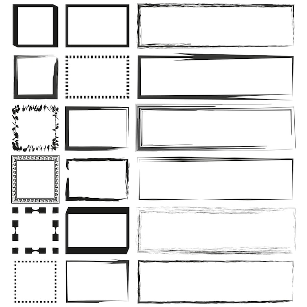 decorative border collection rectangular frames variety handdrawn frame styles vector set