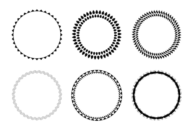 Decorative circle template frame design set of six round border vector pattern