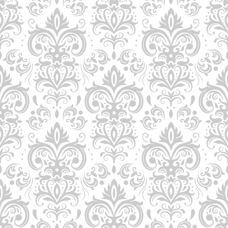 Vektör decorative damask pattern. vintage ornament, baroque flowers and silver venetian ornate floral ornaments seamless background