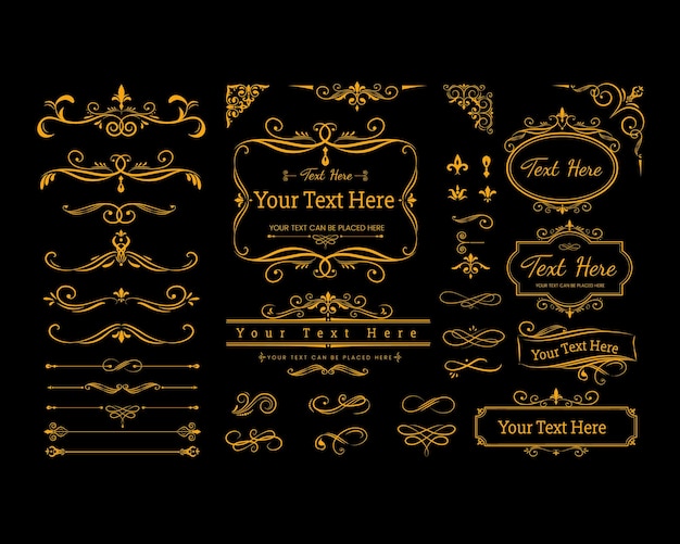 Decorative frames calligraphic ornamental frame vintage rectangle ornaments and ornate set