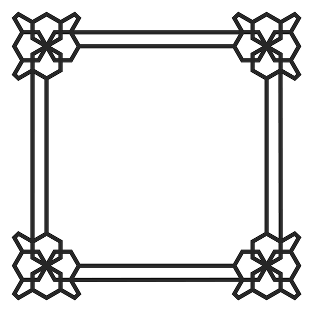 decorative retro frame square geometrical line border isolated on white background