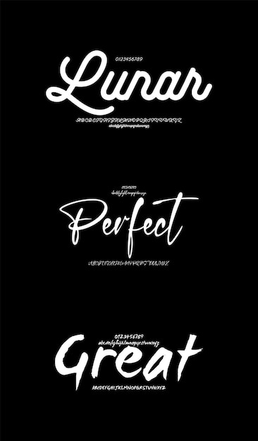 Decorative Set Creative Vector Script Brush Display Alphabet Fonts Design Pack Vector Illustration