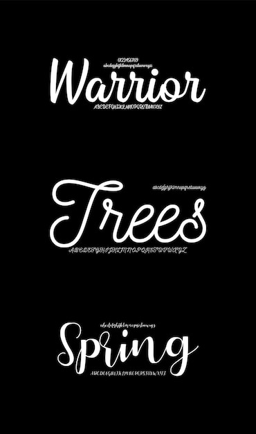 Decorative Set Creative Vector Script Brush Display Alphabet Fonts Design Pack Vector Illustration