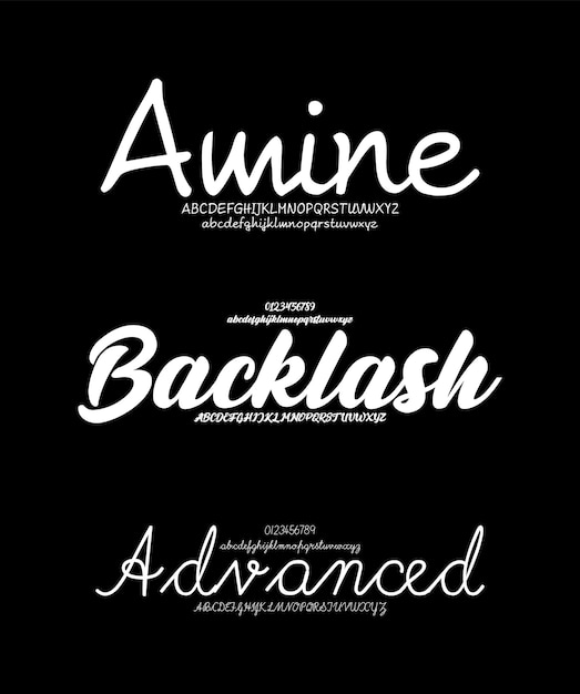 Decorative Set Creative Vector Script Brush Display Alphabet Fonts Design Pack Vector Illustration