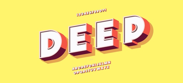 deep font 3d bold style modern typography for poster event decoration motion video game t shirt book banner printing cool typeface trendy alphabet vector 10 eps