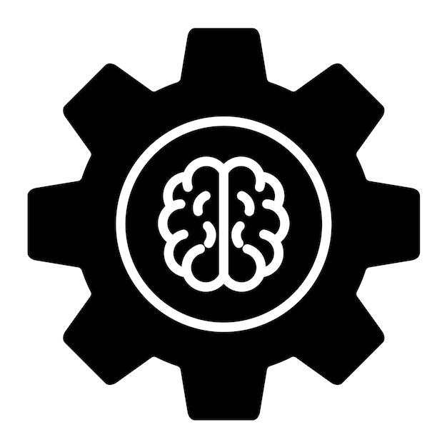 Deep Learning Glyph Solid Black Illustration