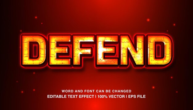 Defend editable text effect template neon light futuristic style typeface
