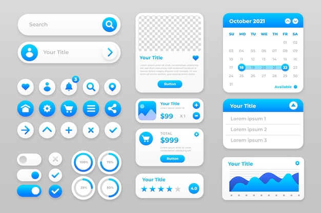Degrade UI/UX elementleri koleksiyonu